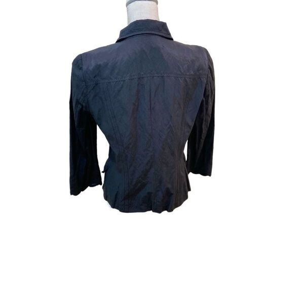 Elie Tahari for Saks 5th Avenue crinkle navy fitted blazer jacket size medium - Picture 7 of 12